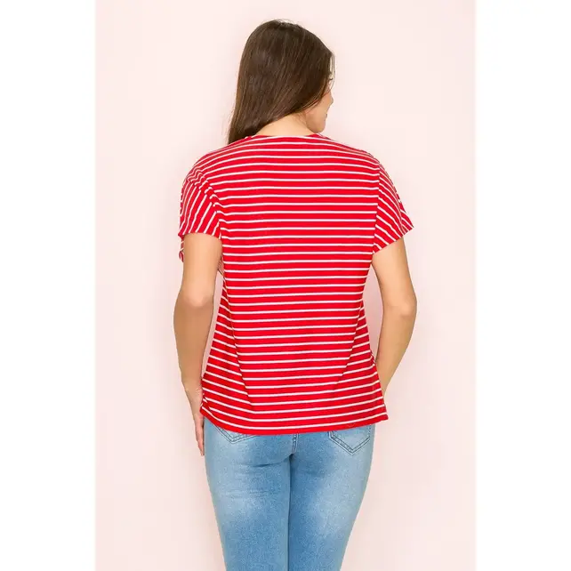Maddox O Ring Zipper Dolman Top - Red