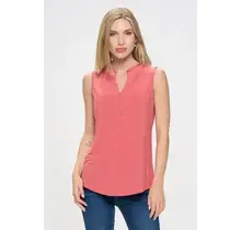 Molly Ruffle Neck Collar Tank - Dusty Rose