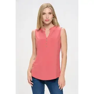 Molly Ruffle Neck Collar Tank - Dusty Rose