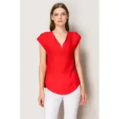 Melody Roll Tab Short Sleeve Top - Red