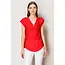 Melody Roll Tab Short Sleeve Top - Red