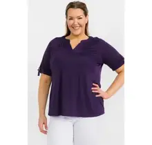 Marlowe Plus Square Ring Short Sleeve Top - Plum