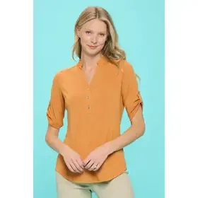 Murphy Half Placket Roll Tab Top - Desert Summer