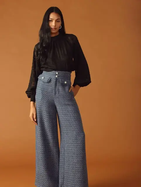 Devyn Tweed Pant - Slate Blue