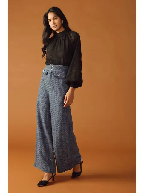 Devyn Tweed Pant - Slate Blue