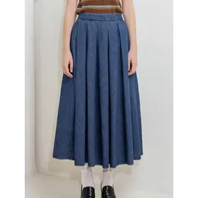 Darcy Washed Denim Skirt - Indigo