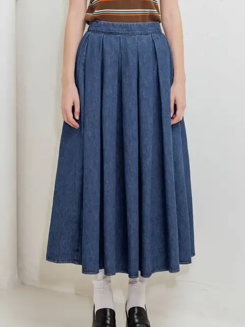 Darcy Washed Denim Skirt - Indigo