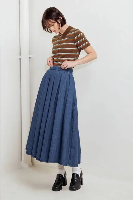 Darcy Washed Denim Skirt - Indigo