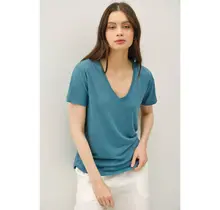 Freya V-Neck Tee - Teal