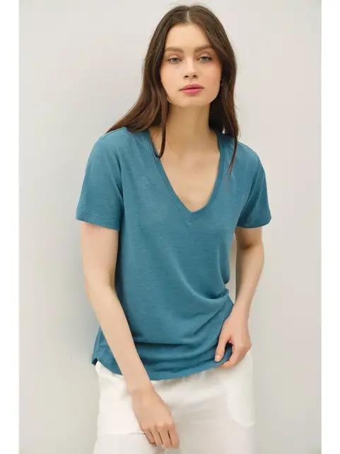 Freya V-Neck Tee - Teal