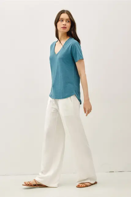 Freya V-Neck Tee - Teal