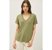 Freya V-Neck Tee - Olive
