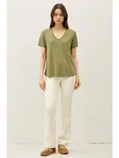 Freya V-Neck Tee - Olive