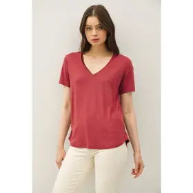 Frey V-Neck Tee - Wine