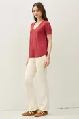 Frey V-Neck Tee - Wine