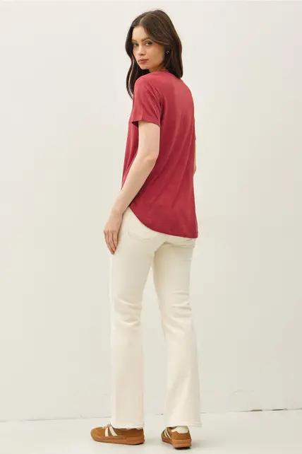 Frey V-Neck Tee - Wine