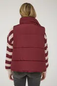 Zip Up Puffer Vest - Burgundy