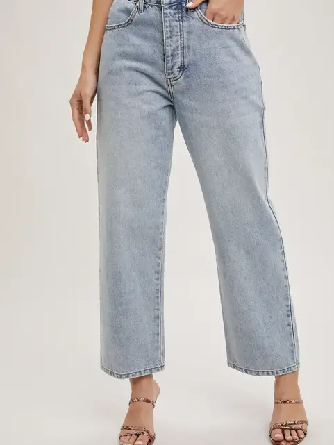 Brielle Low Rise Wide Leg Cropped Jean - Light