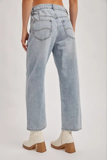 Brielle Low Rise Wide Leg Cropped Jean - Light