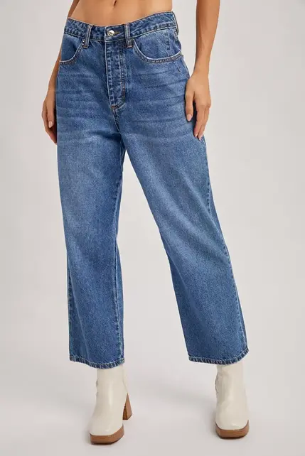 Brielle Low Rise Wide Leg Cropped Jean - Medium