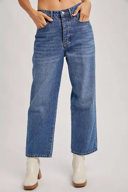 Brielle Low Rise Wide Leg Cropped Jean - Medium