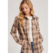 Baylor Flannel Button Down Shirt - Beige