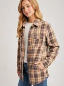 Baylor Flannel Button Down Shirt - Beige