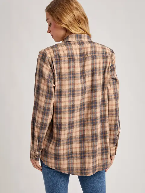 Baylor Flannel Button Down Shirt - Beige