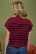 Callyn Stripe Mock Sweater - Burgundy
