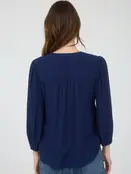 Caden Front Tie 3/4 Sleeve - Navy