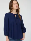 Caden Front Tie 3/4 Sleeve - Navy