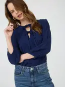 Caden Front Tie 3/4 Sleeve - Navy