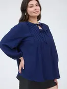 Caden Front Tie 3/4 Sleeve - Navy