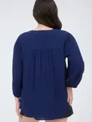 Caden Front Tie 3/4 Sleeve - Navy