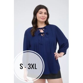 Caden Front Tie 3/4 Sleeve - Navy