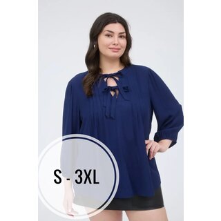 Caden Front Tie 3/4 Sleeve - Navy