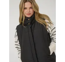 Zip Up Puffer Vest - Black