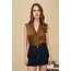 Willow Satin Sleeveless Blouse - Brown