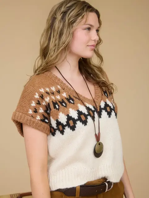 Wren Short Sleeve Knit Sweater - Ivory