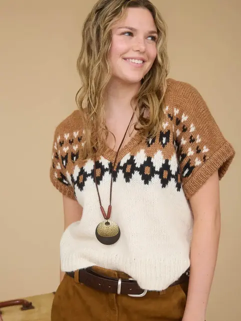 Wren Short Sleeve Knit Sweater - Ivory