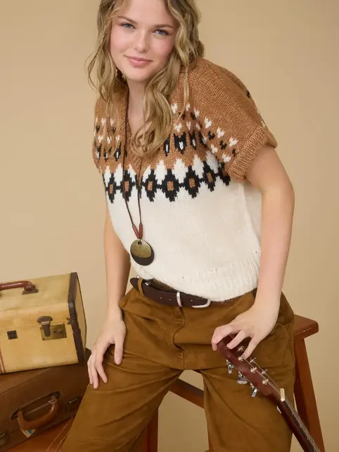 Wren Short Sleeve Knit Sweater - Ivory