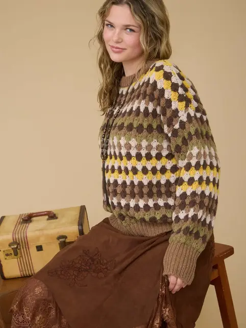 Wrenley Knit Crewneck Pullover Sweater - Brown Wrenley Knit Crewneck Pullover Sweater - Brown