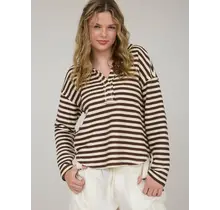 Wylie Textured Stripe Long Sleeve - Brown