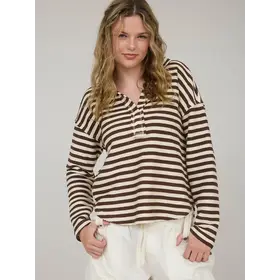 Wylie Textured Stripe Long Sleeve - Brown