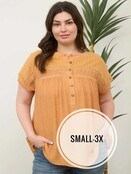 Wilson Eyelet Trim Short Sleeve - Apricot