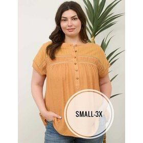 Wilson Eyelet Trim Short Sleeve - Apricot