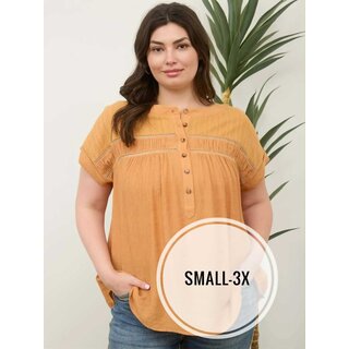 Wilson Eyelet Trim Short Sleeve - Apricot