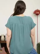 Wilde Lace Trim Short Sleeve - Dusty Teal