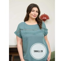 Wilde Lace Trim Short Sleeve - Dusty Teal