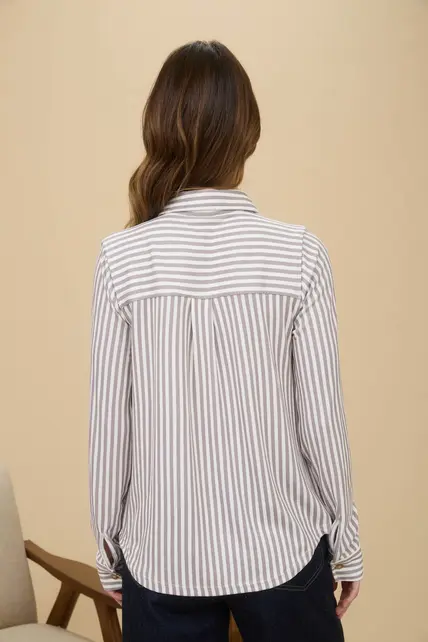 Westley Striped Long Sleeve - Mocha